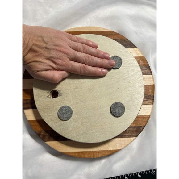 Amish Handcrafted Lazy Susan Made With 3 Woods Cherry Mahogany Walnut - Picture 3 of 4